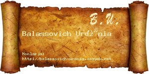 Balassovich Uránia névjegykártya